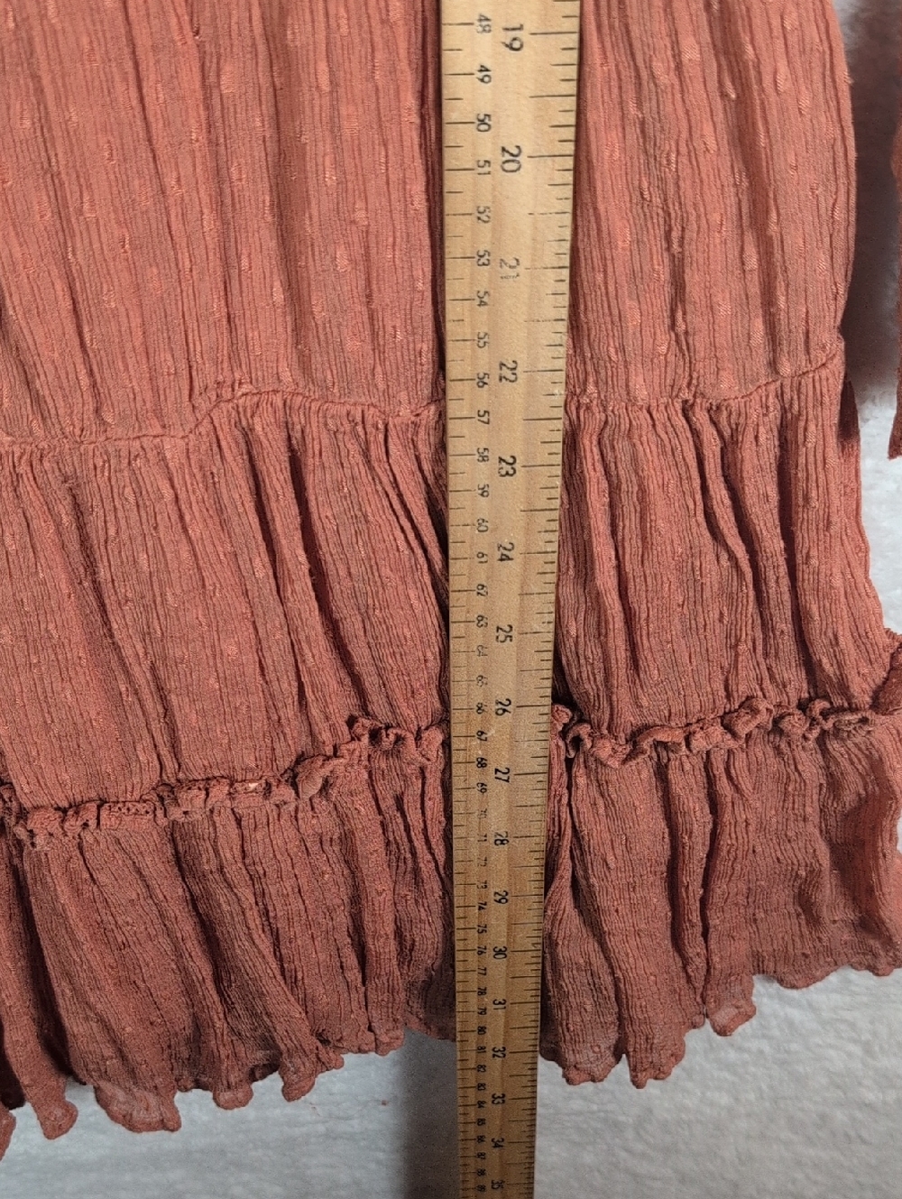 Anthropologie Rust Ruffle Long-Sleeve Crinkle Dress - Picture 5 of 8